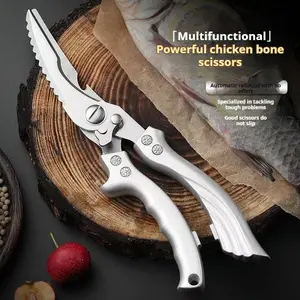 Super Sharp Stainless Steel Kitchen Scissors - Ideal for Cutting Bones Meat Fish & Vegetables BBQ Turkey Prep Essential Utensils Home Cooking Tools