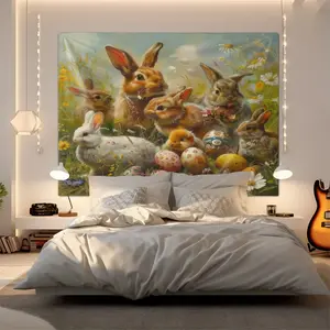 Enchanting Easter Bunny Tapestry, Pastel Floral & Egg Design, Charming Spring Home Upgrade & Thoughtful Gift for Kids, Families & Holiday Enthusiasts