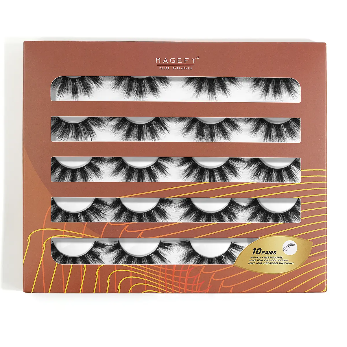 MAGEFY 10 Pairs Natural Lengthening Slim Manga-Style False Eyelashes with Carrying Case, Makeup Essential for Everyday Use & Travel, Eye Makeup, Eyelash Extension