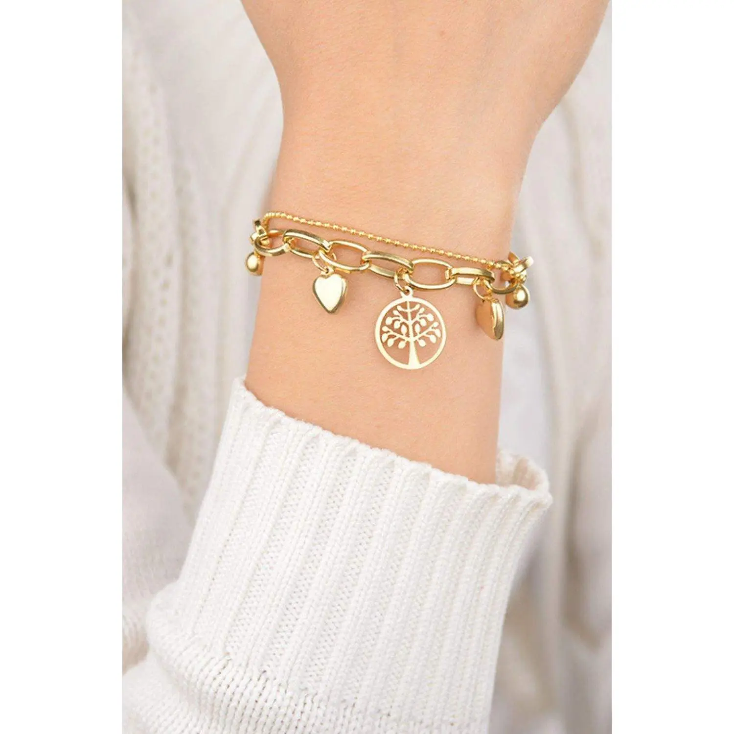 Multi Charm Chunky Chain Bracelet