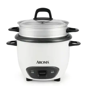 6-Cup Rice & Grain Cooker – 1.5Qt Compact Size, White