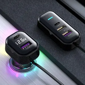 PD30W Fast Car Charge 6-Port Simultaneous Charging with 1 Type-C 2 USB Ports 1.5m Extension Cable Anti-Slip Clamp for Efficient Device Charging