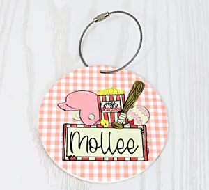 Vintage Softball Bag Tag Personalized with Name for Backpack or Sports Bag Gift – Acrylic Keychain Charm for Girls – Marker ID Identification Label Toddler Teen Accessories