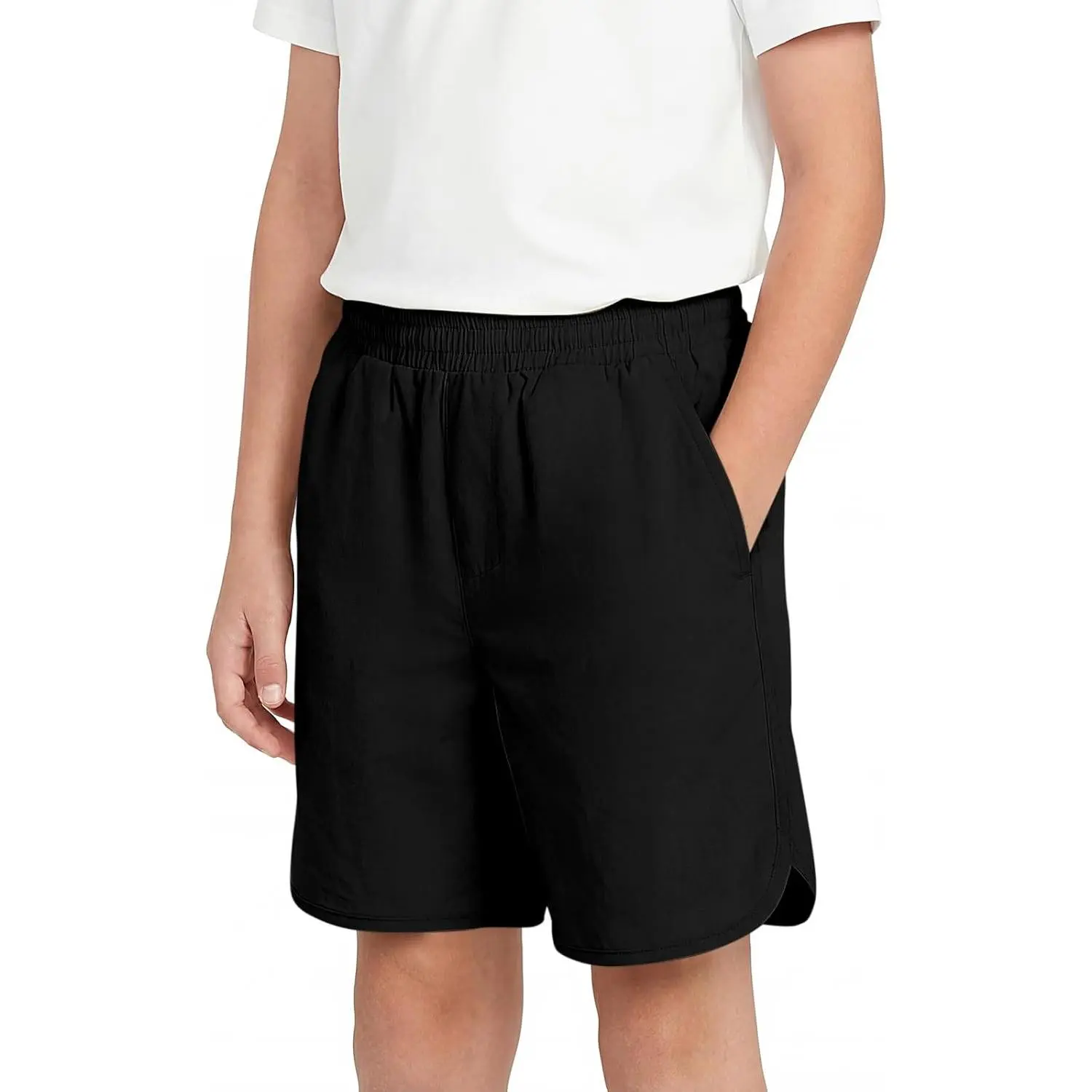 Boys Shorts Kids Summer Elastic Waist School Uniform Shorts with Pockets 5-14 Years