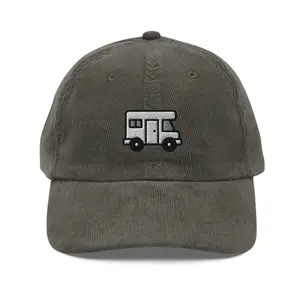 White Camper Van Icon Corduroy Dad Hat – Trendy & Casual