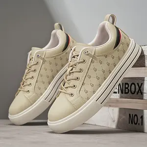 UOSO Vintage Men'S Low Top Lace Up Sneakers, Comfy Non Slip Casual Shoes with Faux Upper, Fabric Inner, PVC Sole, Round Toe Cap, for Outdoor Activities