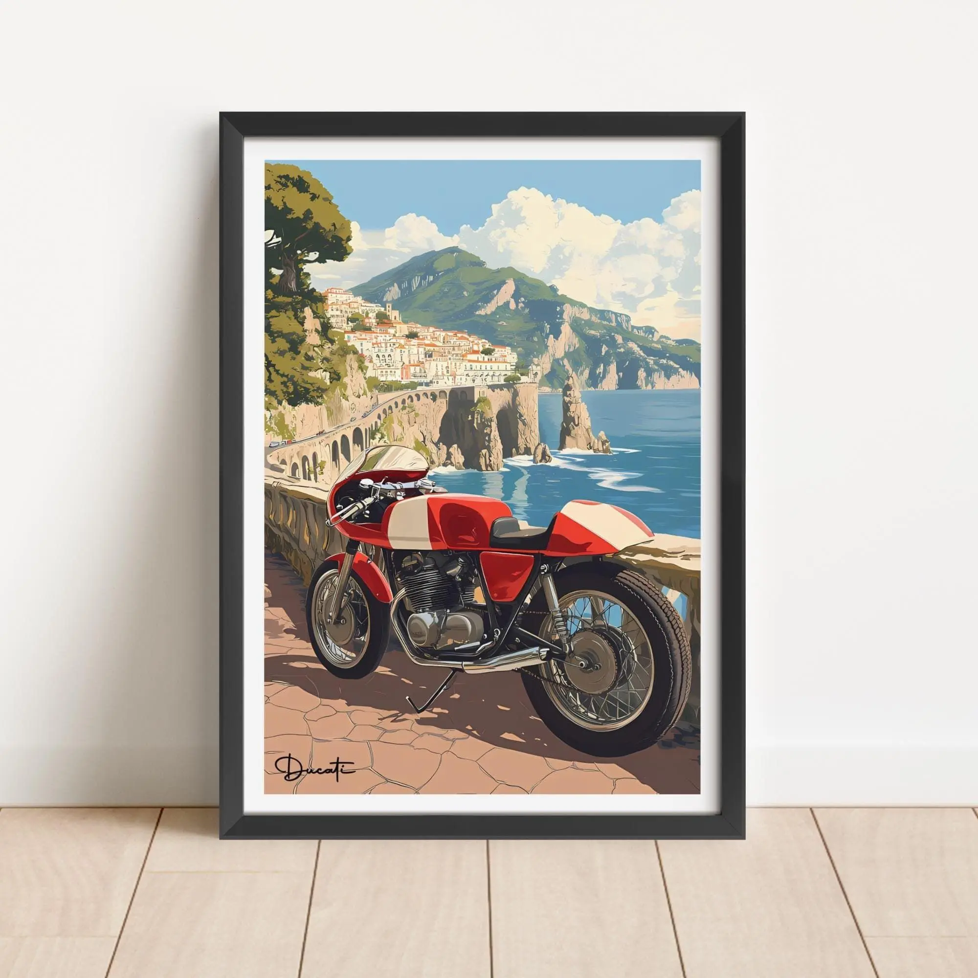 Ducati Superbike Classic Graphic Print Paper Poster - 1-Piece Artistic Automotive Wall Art, Multi-Size Home Decor Accent