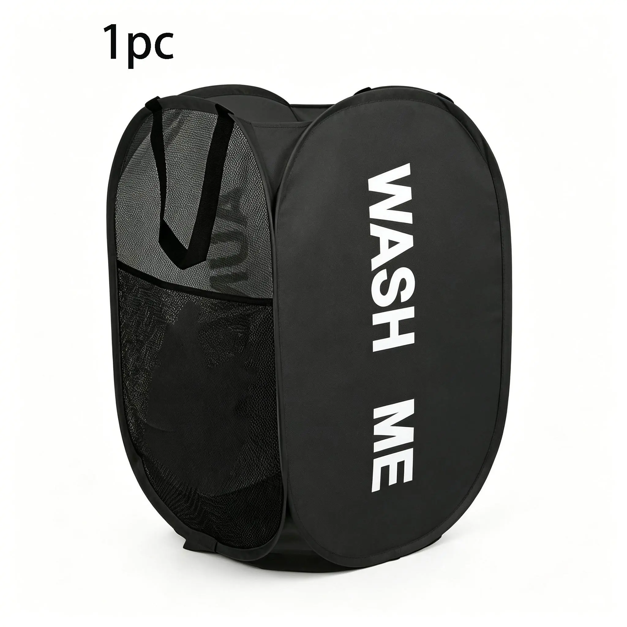 Mesh Laundry Hamper, Laundry Bin, Pop Up Collapsible Basket with Carry Handles, Large Side Pocket, Closet Organizer for Kids Room, Dorm, RV, Cruise, Laundry Baskets