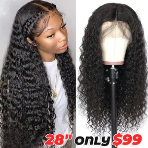 Deep Wave 13x6 Lace Front Wig Human Hair Wet and Wavy Lace Frontal Wigs Brazilian 180 Density Wigs For Women Natural Color