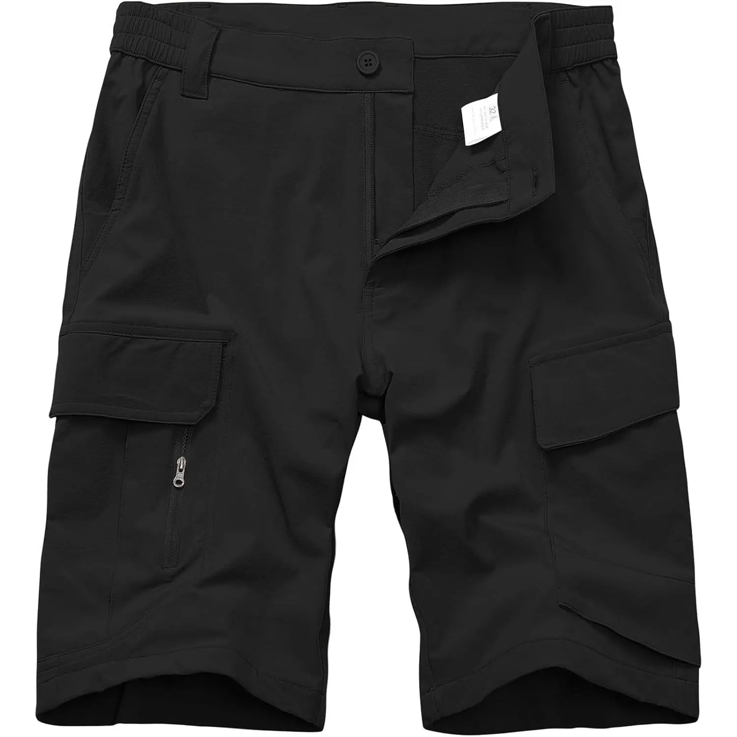 Toomett Men's Ripstop Fabric Cargo Shorts - Quick-Dry, Stretch, Lightweight, Breathable for Work, Hiking, Tactical Use with 2 Flag Security Pockets, Outdoor, Work Shorts, Elastic Waist Shorts