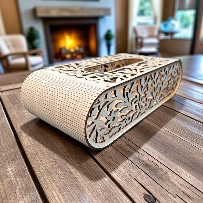 Laser cut Designer Wooden Tissue / Kleenex dispenser box.