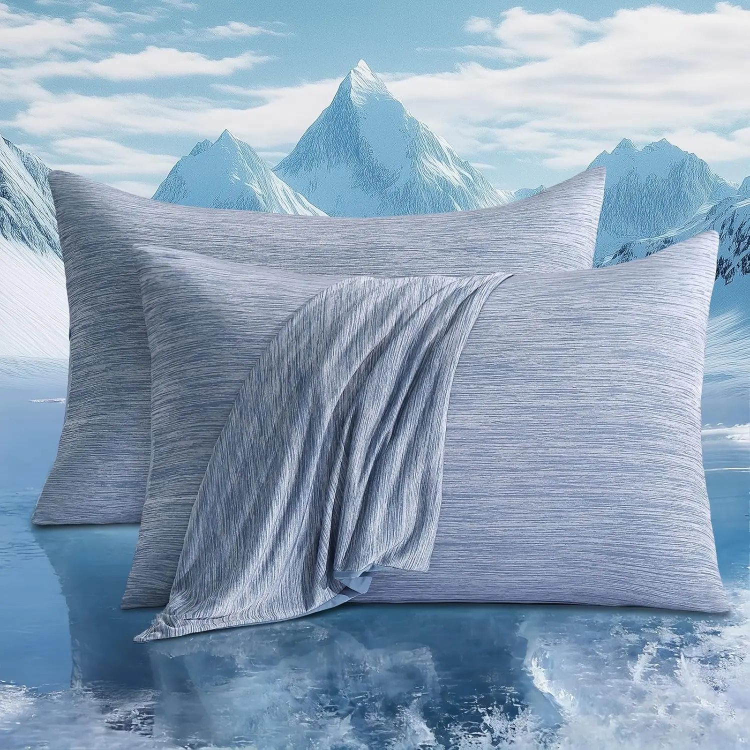 Elegear 2Pcs Double-Sided Cooling Pillowcases with Hidden Zipper, Japanese Q-Max 0.5, Cooling Microfiber-Cotton Blend, Wrinkle-Resistant, Durable, Fade-Resistant, Skin-Hair Friendly, Gift-Worthy for Hot Sleepers