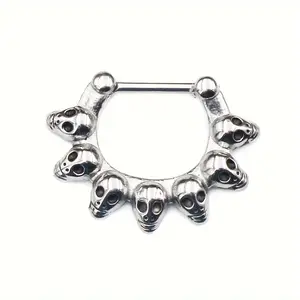 1count 316 Stainless Steel Alien Face Nose Septum Ring, Body Piercing Jewelry