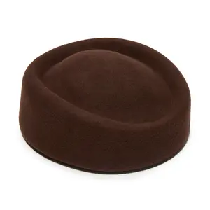 BROWN CONTOURED PILLBOX HAT