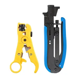 2pcs Multifunctional Coaxial Cable Cable TV Squeezing Pliers Terminal Network Crimping Pliers Cold Press Clamp RG59 RG6 Tool Set