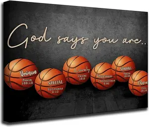 Inspirational Basketball Canvas Wall Art Basketball Teen Boys Kids Room wall Decor God Says You Are Canvas Print Painting Framed basketball posters for Dorm Gym Bedroom Office Home Decor