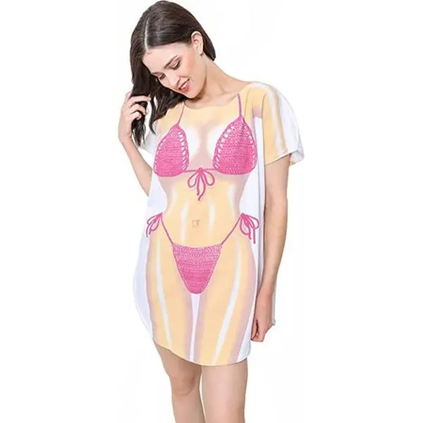 LA Imprints Fantasy Coverup Fuchsia Macrame Bikini Body Coverup T-Shirt