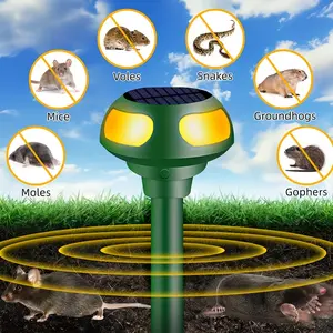 2-Pack Ultrasonic Mole Repellers — 4 Modes, Solar-Powered Outdoor Snake Repellents for Yards; Helps You Repel Moles, Pocket Gophers, Snakes, Voles, and Other Underground Pests from Your Yard, Garden, and Lawn.