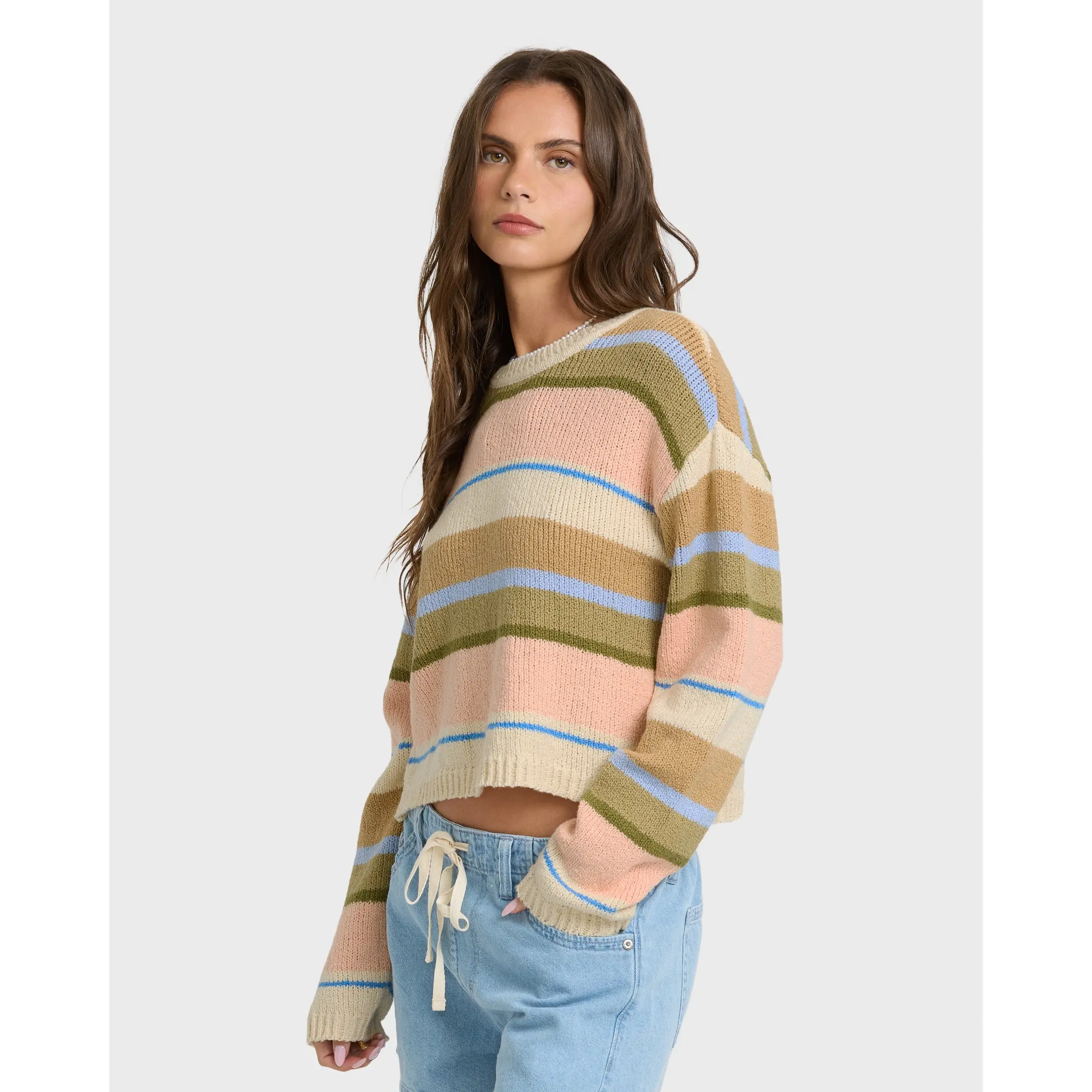 BILLABONG Women's Bright Sol Sweater, Relaxed Fit Rib Knit, Beach Weekend Getaways
