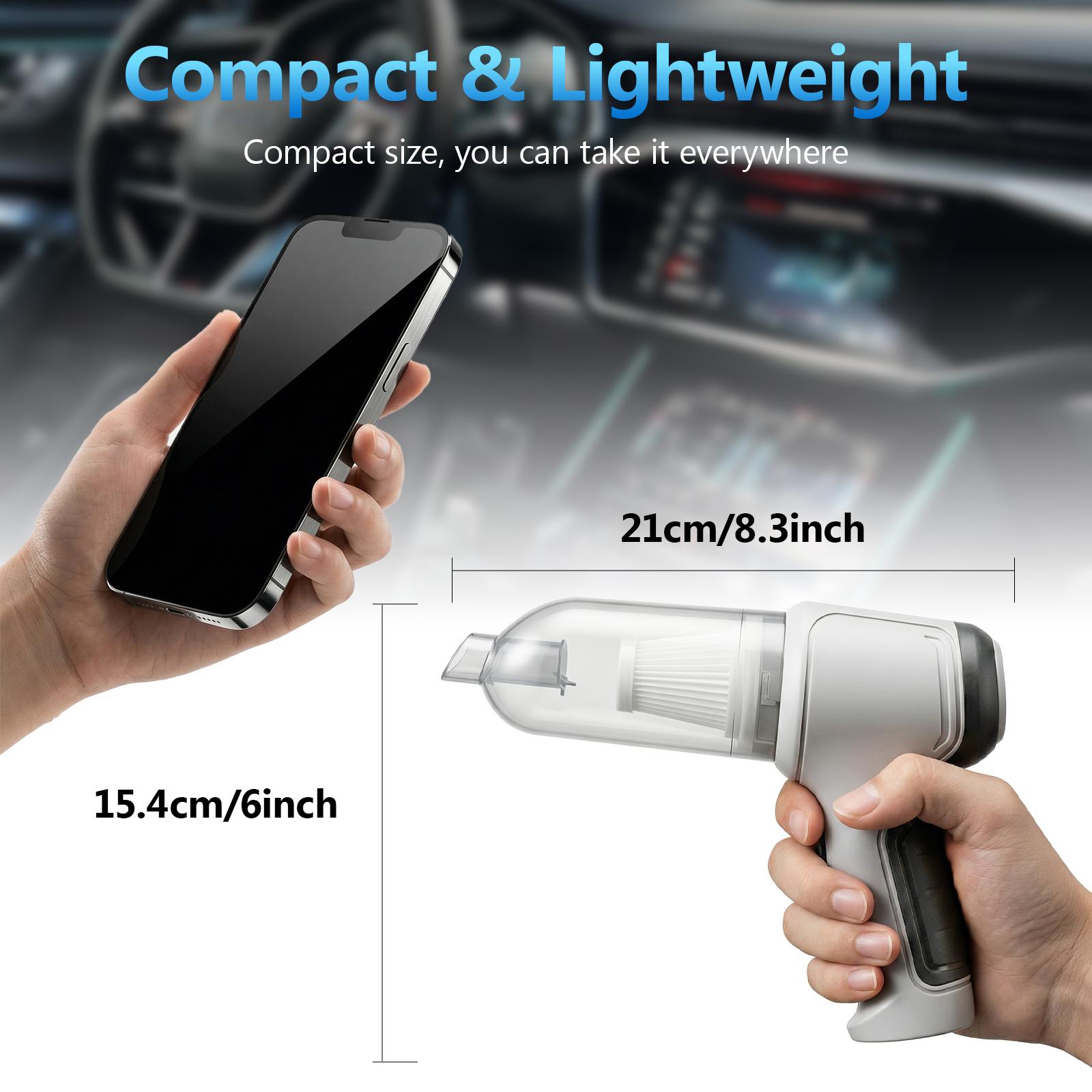 Cordless Hand Vacuum - Compact Wireless Car & Home Interior Care Cleaner, Equipped with 2 Filters, Multiple Nozzles, Powerfully Removes Pet Hair, Dust, Debris, Small Stains for Quick Clean