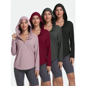 4-Pack Women’s Long-Sleeve Quarter-Zip Hoodies – Autumn Fashion Outfits, Workout Sweatshirts, Winter Zip-Up Hoodie, Casual Pullover