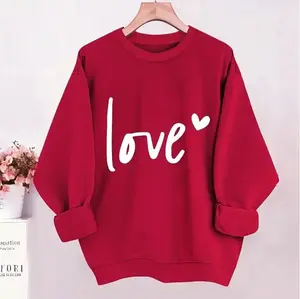 Valentine's Day Pattern Print Size Women's Sweatshirt - Crew Neck Pullover, Casual Long Sleeve Crew Neck, Machine Washable, Comfortable for Everyday Wear, Soft Fabric, Suitable for All Seasons  valentine sweater fashion fallfreshness Funny Girlfriend