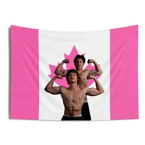 Vintage Heated Rivalry Tapestry, Retro Game Day Canada Flag, Sports Aesthetic Wall Decor, Classic Competition Banner, Bedroom Dorm Decor for Fans, Hudson Williams Connor Storrie Chemistry Flag Linen Decorative Cotton cool stuff for room