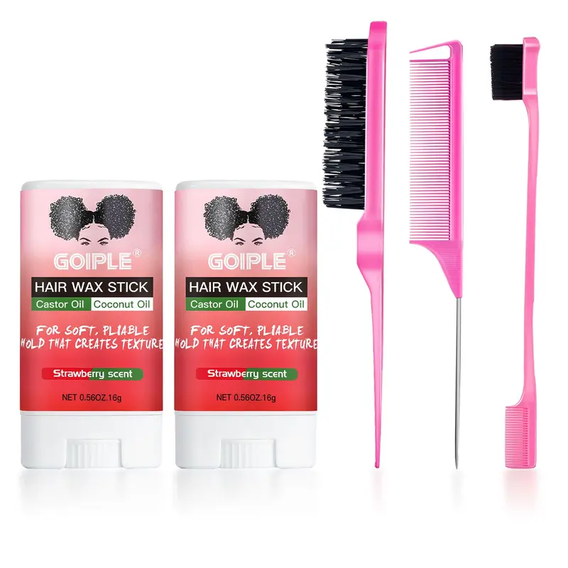GOIPLE 7-Pack Edge Control Set with Edge Control Brush - Travel-Friendly Hair Care Tool, Non-Tacky, Non-Greasy, Minimal Flaking, Residue-Free, Long-Lasting, Detangling Comb for Women's All Hair Types, Smooth Frizz, Brow Definition
