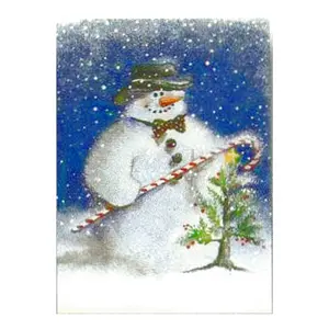 Snowman With Candy Cane Glitter Holiday Cards with Green Envelopes - 7in. x 5in. - 18 Pack (xsp1200t1)