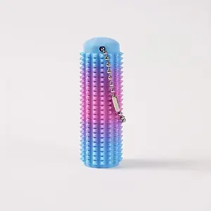 1-Pack Spiky Grippie Stim Keychain - fidget, tactile stimulation, stress reliever with spiky texture, Portable keyring for Adults, Teens, Office, School - Birthday Gift (Blue, Yellow, Orange, Red, Pink, Purple, Gradient)
