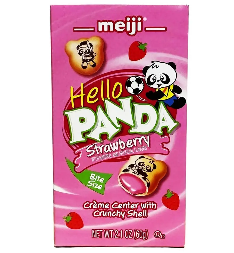 Meiji Hello Panda Strawberry Flavored Crunchy Crispy Fruity Sweet Snack Biscuits, 2.1oz