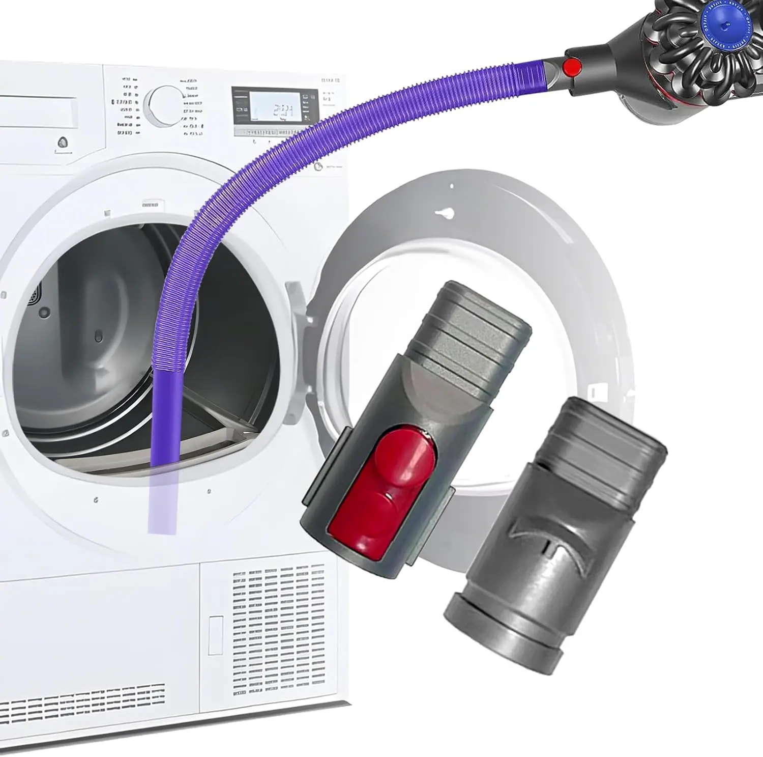 Dryer Vent Cleaning Kit for  V7 V8 V10 V11 V12 V15 V6 Vacuum Cleaner Dryer Lint Vacuum Crevice Tool Removes Deep Lint Gaps or Corner Lint 2 Type Connector Soft Long Hose