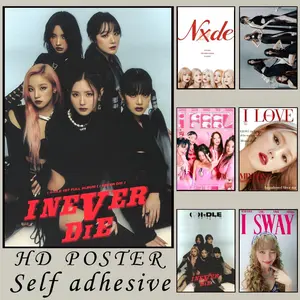 Kpop (G)I-DLE New Album Nxde Music Singer Portrait Poster Artistic High Quality Print Waterproof Wall Sticker Bar Cafe Living Room Decor Modern Aesthetic Home Decoration Gift Vintage TrendyX