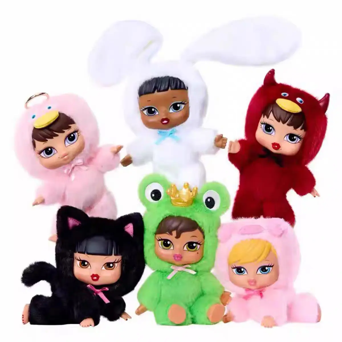 Bratziez Blind Box Plush Keychain - Series 1, Y2K Bratz Baby Figure Bag Charm, Vinyl Face Surprise Collectible Art Toy for Girls, Teens & Collectors, Cute Animal Onesie