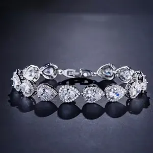 Crystal Tear Drop Link Bracelet