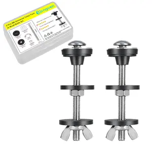 2Pcs M6 Universal Heavy Duty Toilet Seat & Tank to Bowl Bolts Kit with Rubber Gaskets Toilet Tank Replacement Kit