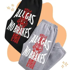 All Gas Unisex Sweatpants Premium Cotton Jogger Oversized Fit Streetwear Graphic Pants Soft Fleece Elastic Waist Workout Training Fitness Casual Daily Wear Tiger All Gas No Brakes Graphic Street Style Fashion Gift for Men Women Trending 2026