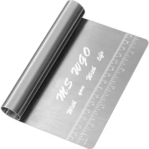 Pro Dough Pastry Scraper// Stainless Steel Mirror Polished with Measuring Scale Multipurpose- Cake, Pizza  - Pastry Bread Separator Scale