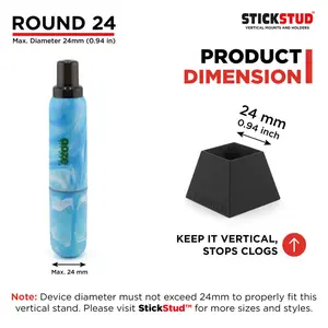 StickStud Round 24 Vertical Device Holder, For Pen-Shaped Devices 24mm