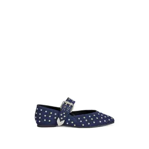 KENNITH-DKDENIM STUDDED BALLET FLAT