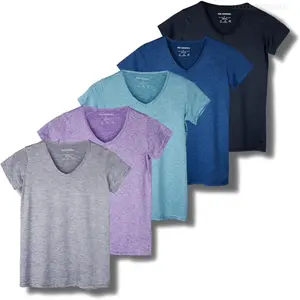5 Pack: Women's Dry Fit Short Sleeve V Neck Workout Top - Fitness Gym Athletic Yoga T-Shirt (Plus Available)FFSummitSupply7