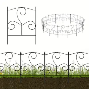 Decorative Garden Fence 25 Panels, 26FT(L) X 16.5in(H) Rustproof Outdoor Landscape Metal Border Edging Fencing Flower Animal Dogs Barrier Section Panel Decor