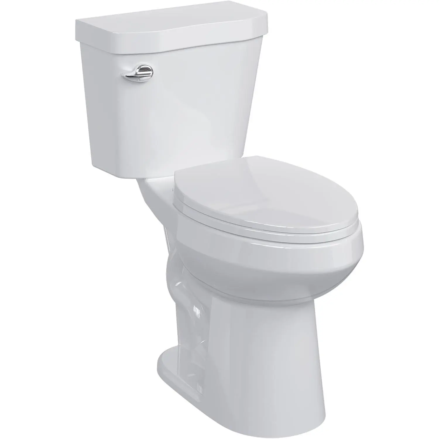 GARVEE Two-Piece Toilet with Elongated Bowl, 19" ADA Height for Bathrooms, Soft Close Seat, Toilet with 1.28 Siphonic Flush, White