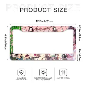1 Pack Demon Slayer Car License Plate Frame Holder - Universal License Plate Frame Car Tag 2 Holes with Screws