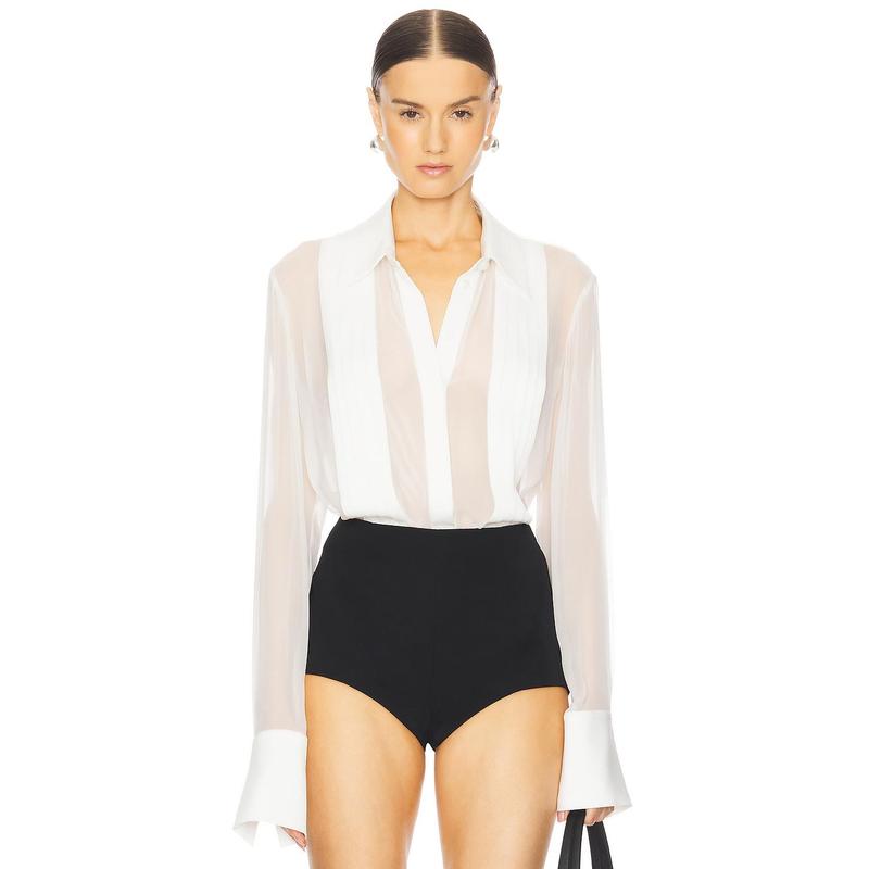 SANS FAFF Meghan Panelled Silk Blouse in Black