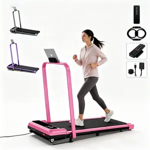 [New Arrival] Folding Type Electric Walking Pad Treadmill, 265LBS Capacity, Low-Noise with Handrail & Dual Shock Absorption, Spacious Belt, Smart Remote Control, Bonus Resistance Bands, Home Workout & Exercise Equipment for Compact Home Gym tiktokshopspri