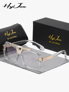 HyJex 1 Pair Unisex Flowing Lines Full Frame Anti Blue Light Plano Glasses Comfort & Style Square Frame Eyeglasses Plano Glasses