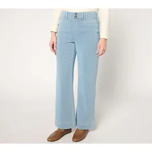 Denim & Co. Petite Comfy Knit Air Wide Leg Pull-On Jean