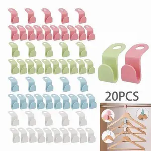 Foldable Plastic Clothes Hanger Hook, 20pcs Portable Hanging Coat Hook, Space Saving Home Storage Hook for Bedroom, Living Room, Office Decor Ornaments-MM3