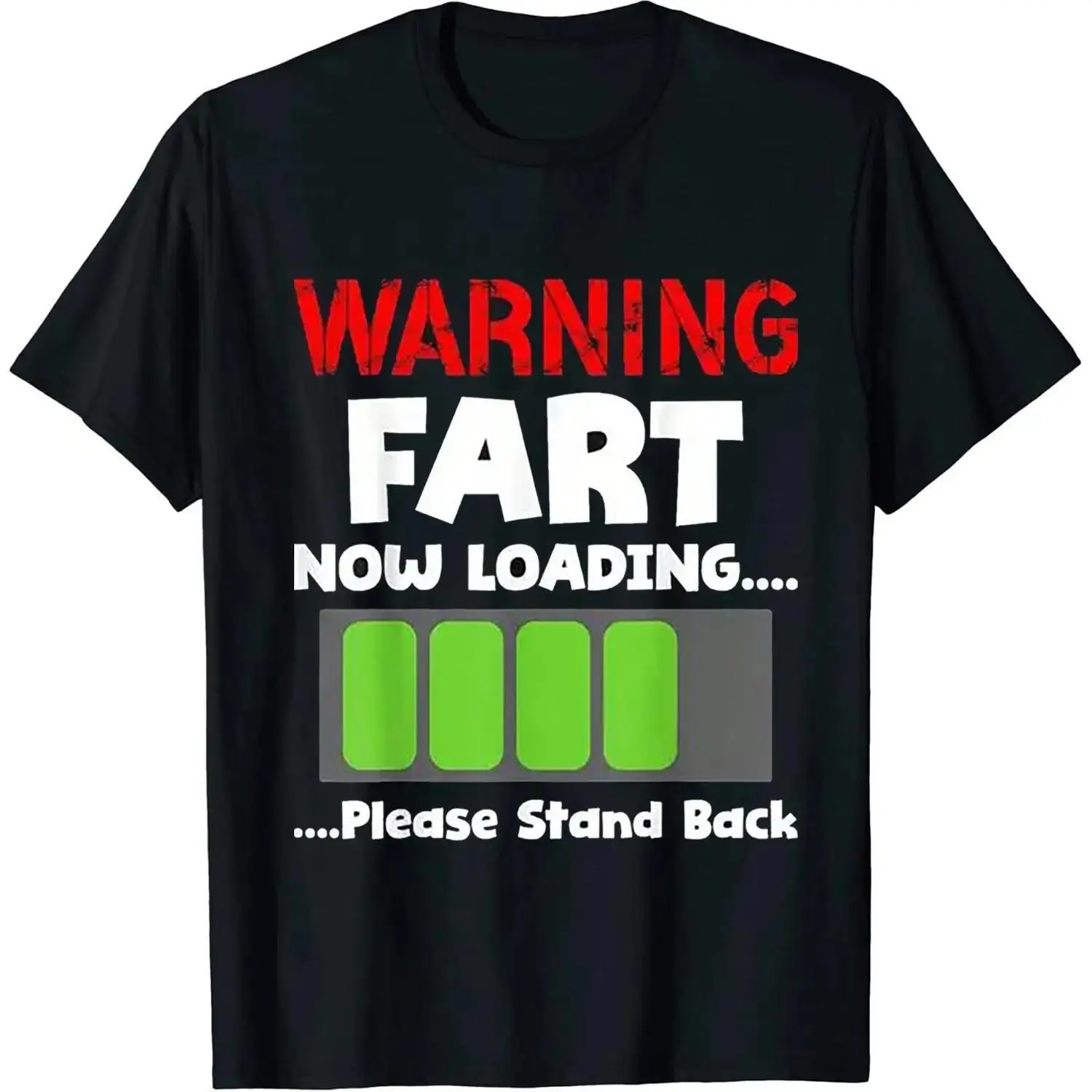 Women's Cotton Short-Sleeve Round Neck T-Shirt, Casual Streetwear, Stay-Tucked Crew Style, Humorous "Fart Now Loading Please Stand Back" Graphic Top